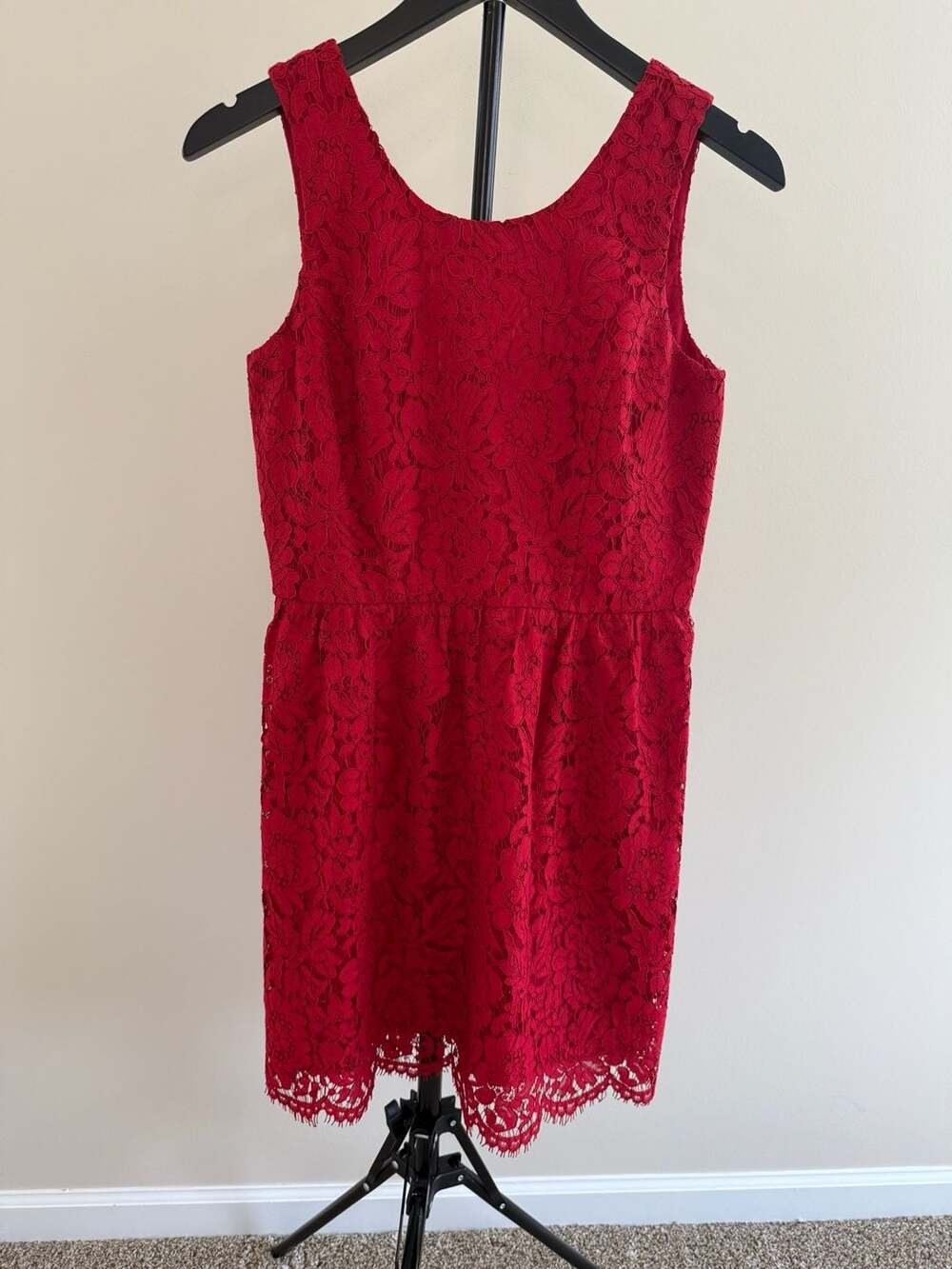 LOFT‎  Red Lace Sleeveless Mini Dress-4P